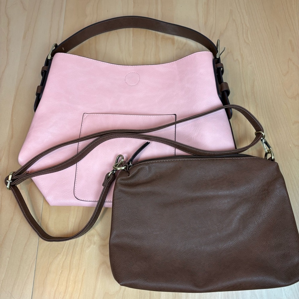 Joy Susan Hobo Bag in Rosewater Pink Soft Vegan Leather 2 in 1 Handbag Classic - Picture 14 of 16